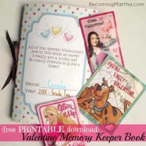 {Free Printable} Valentines Keepsake Memory Book