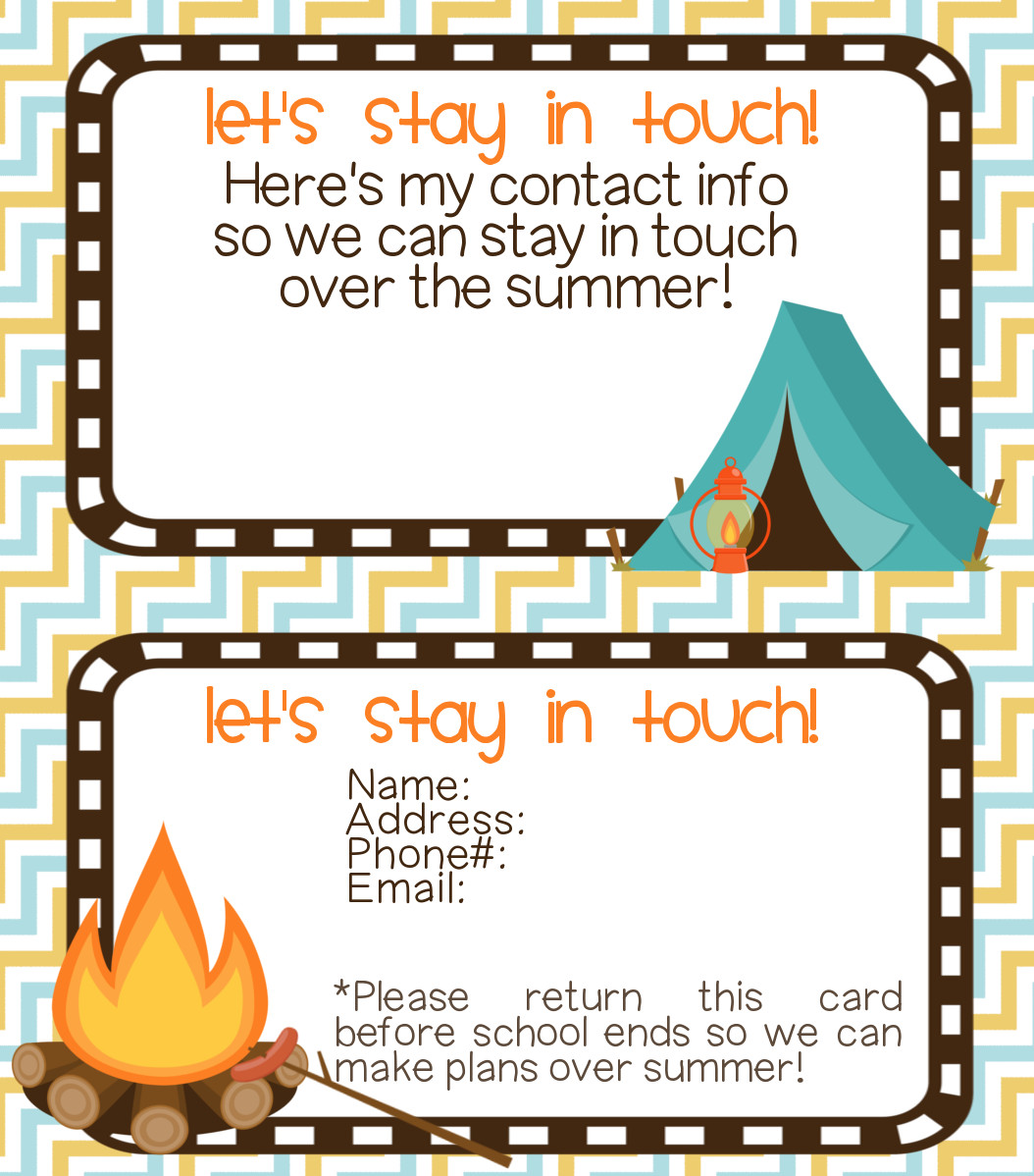 Let's Stay In Touch Cards Printable Contributor Organize and
