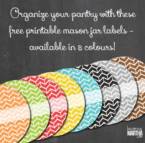 Organize your Pantry with Printable Mason Jar Labels in 8 Colors!