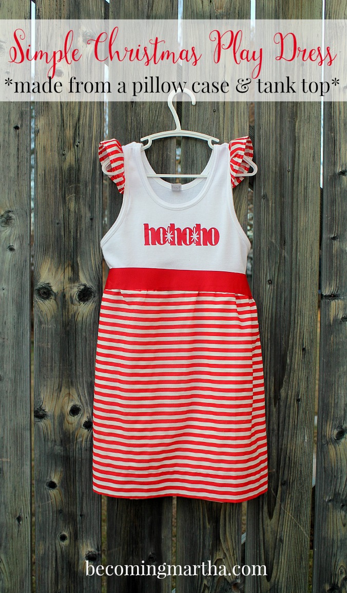 Make thie adorable Christmas dress in under an hour with just a pillow case and a tank top!